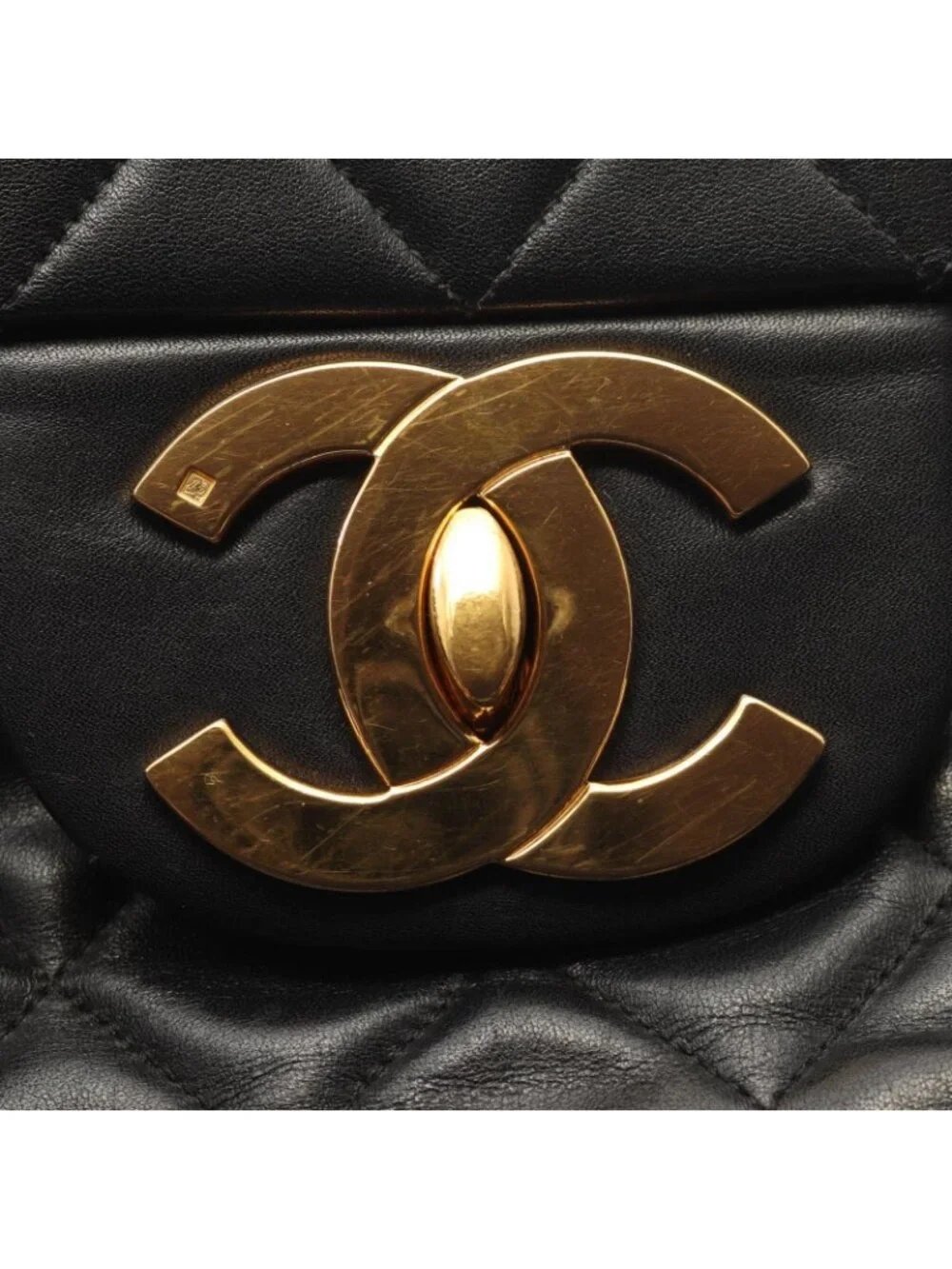 Chanel Shoulder Bag Maxi Quilted 34 Black Lambskin Chain